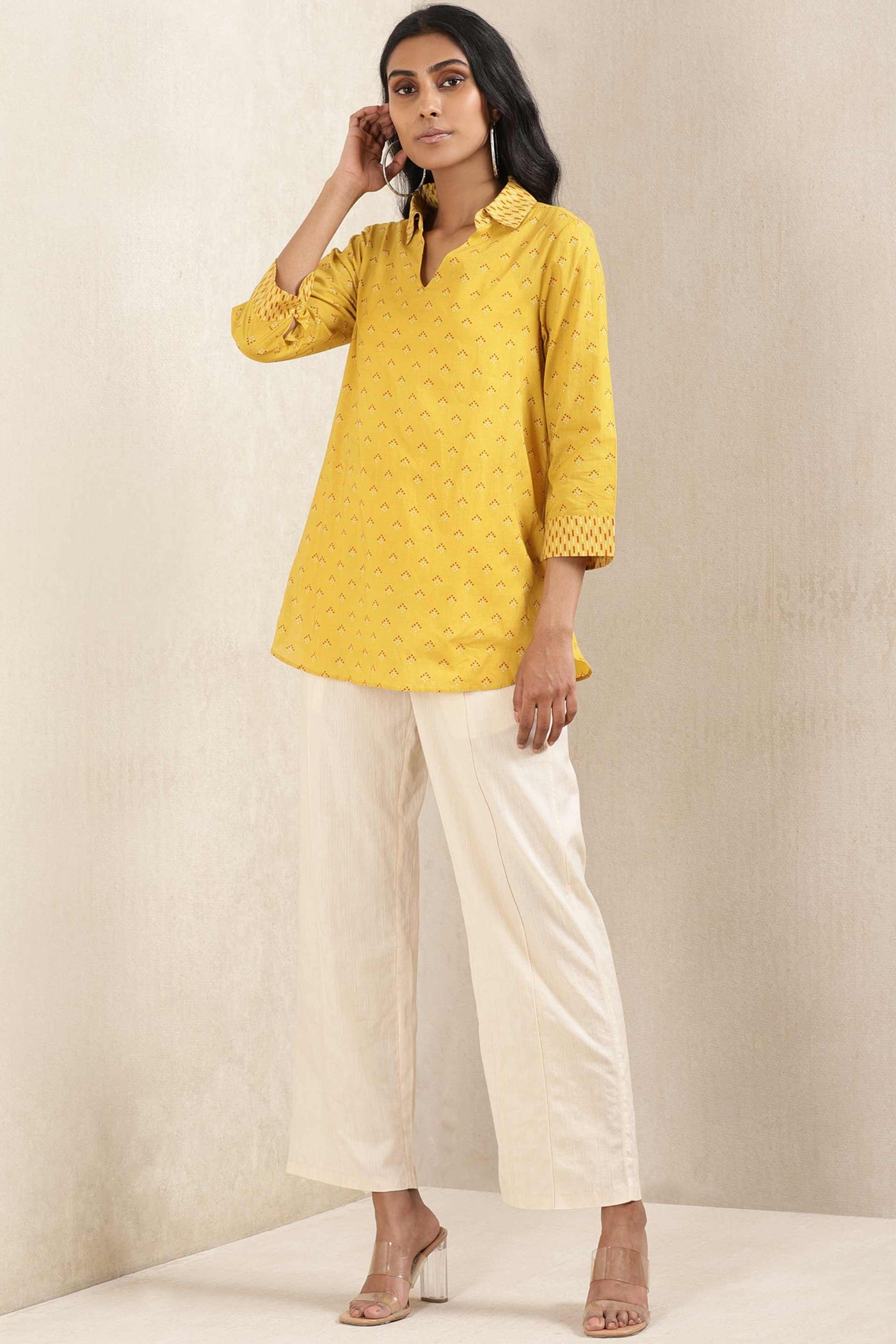 Buy Yellow Rayon Casual Wear Lucknowi Kurti Online From Wholesale Salwar.